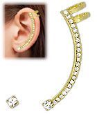 Brinco EAR CUFF folheado a ouro todo feito em strass