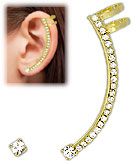 Brinco EAR CUFF folheado a ouro todo feito em strass