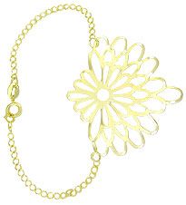 Pulseira folheada a ouro c/ adorno de chapa abaulada e vazad